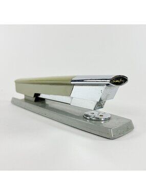 Vintage Swingline 333 Beige Chrome Desktop Stapler Mid-Century Metal Office Tool